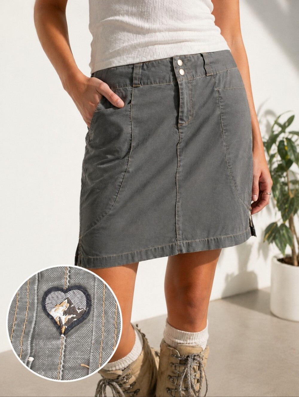 KUHL Durakuhl Skirt Women’s Small Gray Outdoor Hiking Utility Stretch Canvas
